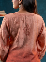 Nakhrili Long Shaded Kurta Rust