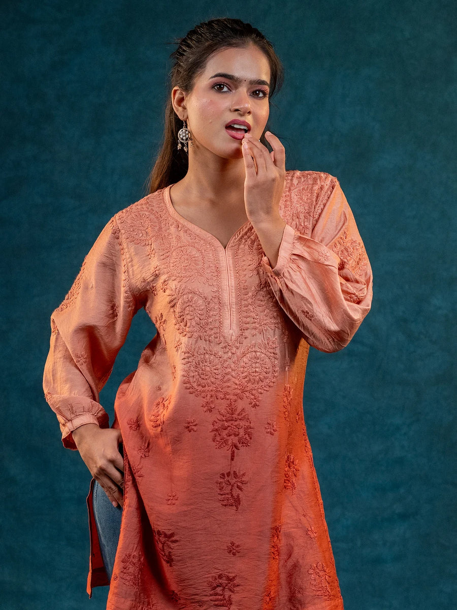 Nakhrili Long Shaded Kurta Rust