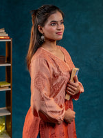 Nakhrili Long Shaded Kurta Rust