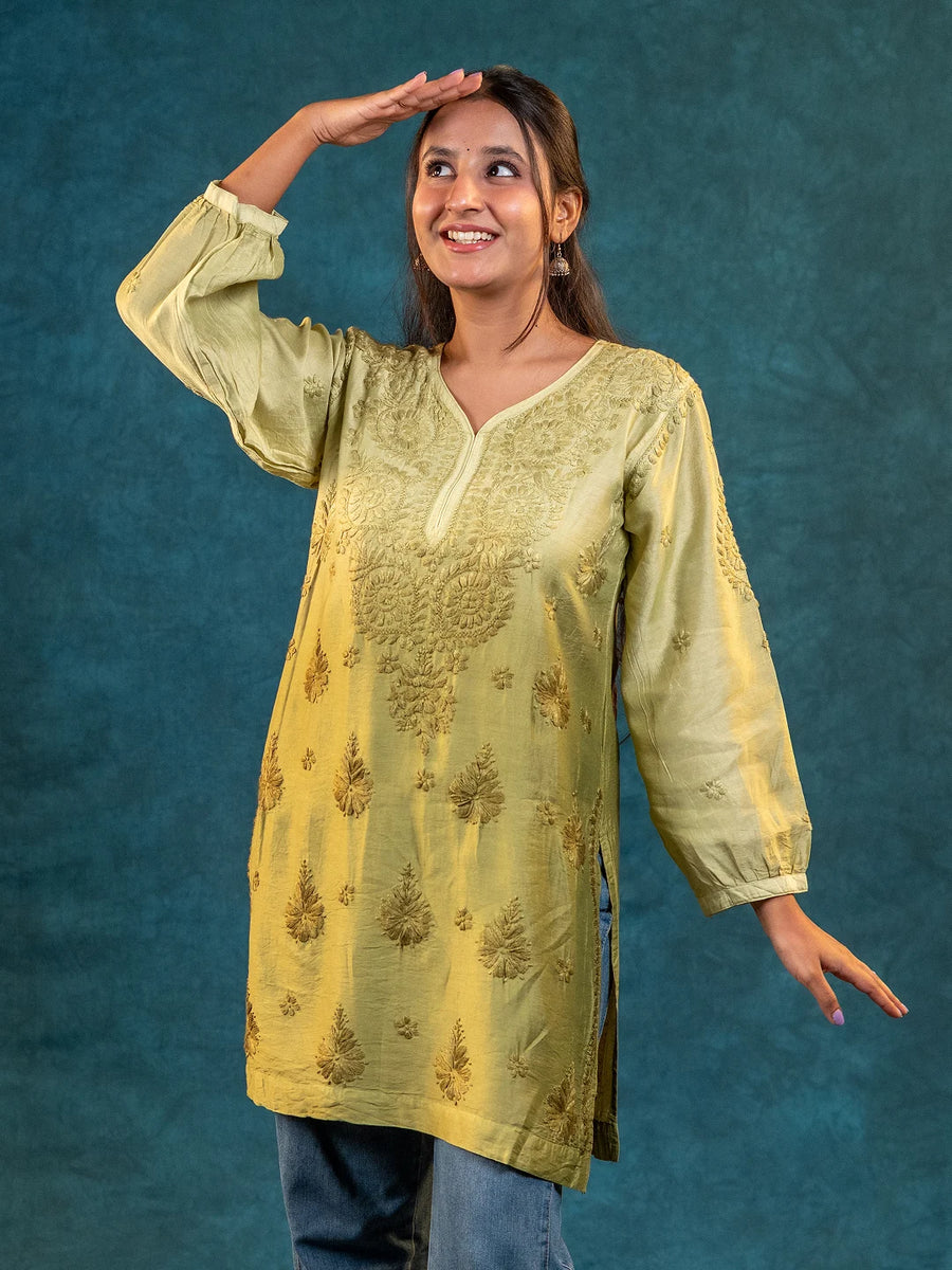 Nakhrili Short Shaded Kurta Olive
